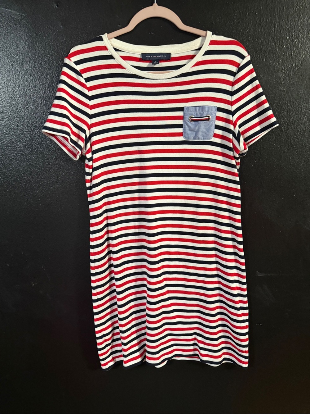 Tommy Hilfiger Red, White & Navy Striped Midi Dress